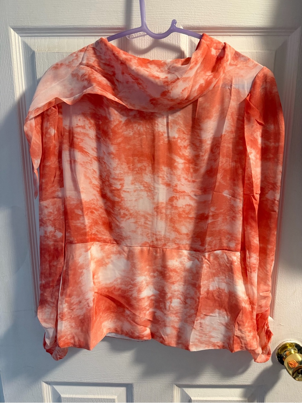 EVNL Orange & White Abstract-Print Blouse – Size Medium